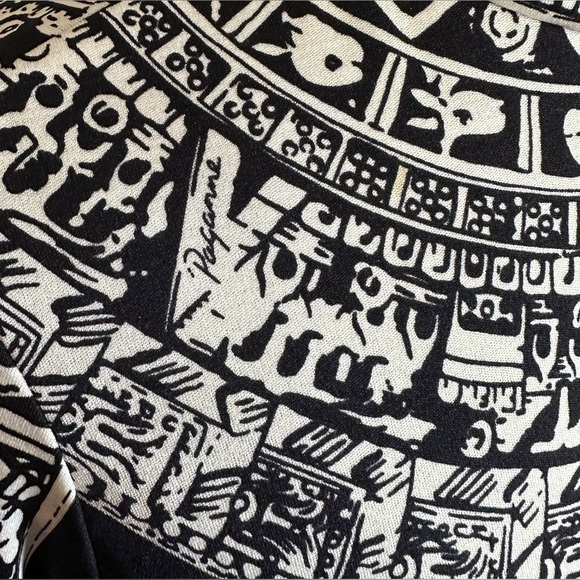 EUC -Vintage Paganne by Gene Berk Floor-Length Aztec Sun Print Long-Sleeve Dress - Picture 9 of 12